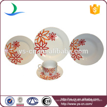 Red flower decal ceramic tableware for parties wholesale